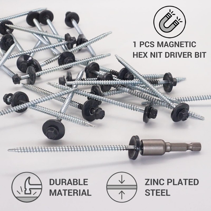 SKIR'CO (Pack of 50) Painted Roofing Screws 4.8 x 100