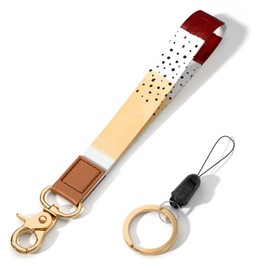 Hsxnam Wrist Lanyard Key Chain, Cute Wristlet Strap Keychain Holder for Women Men Keys ID Badges Phone Airpods, Yellow White