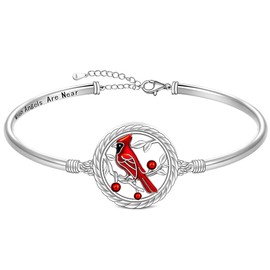 Talonior Cardinal Bracelet for Women Sterling Silver Red Cardinal Bracelet Bangle Jewelry Cardinal Appear When Angels Are Near Memorial Sympathy Mothers Day Gifts