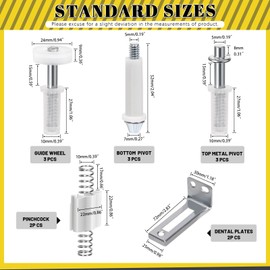 Mardatt 13Pcs Bi-Fold Door Hardware Kit Includes Guide Wheel Door Repair Set, Top and Bottom Pivots, Bi-fold Door Installation and Repair Parts for Bi-fold Door Sliding Door Closet Door