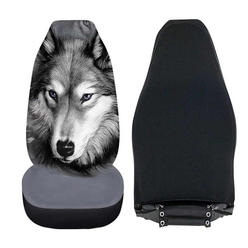 Pehede Car Seat Cover Grey Wolf Front for Cars, Easy
