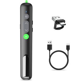 LETEAPII Power Point Clicker Wireless for Google Slides Presentations: Wireless Presenter Projector Remote Slide Clicker with Green Laser Pointer, Office Mac Computer Teacher PPT Slideshow Clicker