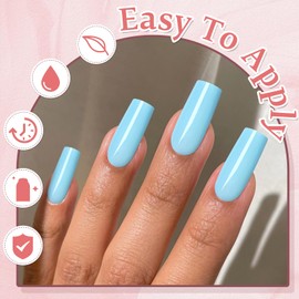 EternalClassic Blue Medium Press on Nails Square, Glossy Square Press on Nails Medium Fake Nails with Glue, 120pcs Acrylic Nails Press ons Full Cover False Nails