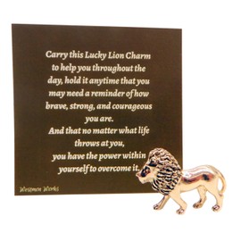 Westmon Works Lucky Lion Charm Legend Tiny Pocket Trinket Set for Good Luck with Brave and Courageous Includes Card