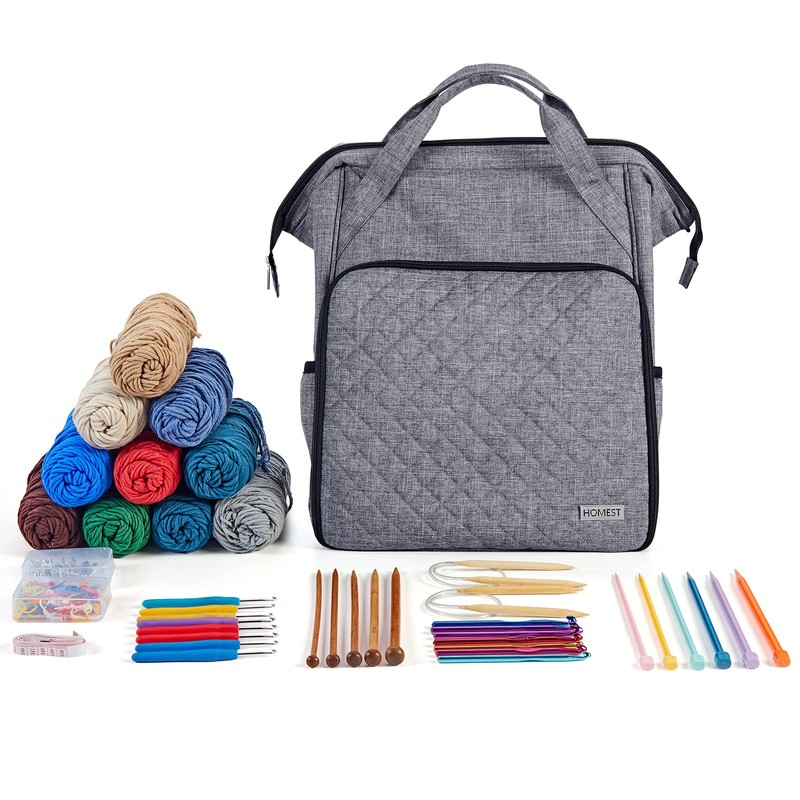 HOMEST Crochet Bag Organizer, Large Capacity Yarn Storage, Knitting Bag
