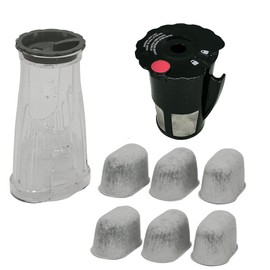 Replacement water Filter Holder and 119367 2.0 Reusable Coffee Filter for KEURIG 2.0 K200, K250 and K-Compact Coffee Makers Includes 6 Pack of Carbon Water Filters (Short holder(K200/K250))
