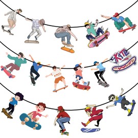 Skateboard Birthday Banner Party Decorations Sport Themed Fancy Skateboard/Fingerboard/Freeboard Birthday Baby Shower Party Supplies