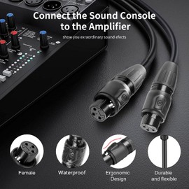 Seetronic SCWF3-B Outdoor Water Proof IP65 XLR Female Cable Connector, 3 Pole Black Shell with Heavy Duty Rubber Jacket, Gold Contacts (1psc)