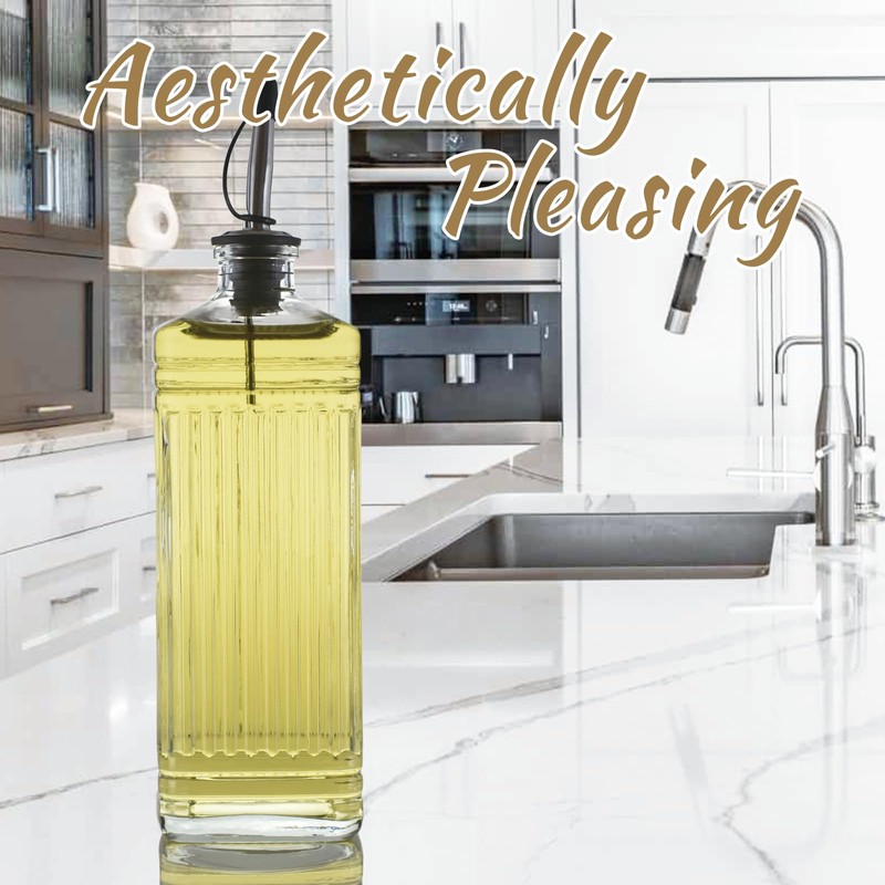 Wongblee 1-Pack Glass Olive Oil Dispenser 500ML/17OZ, Rectangular Vinegar Bottle