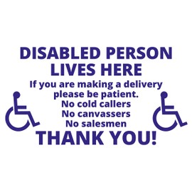 Landing Designs DISABLED PERSON LIVES HERE STICKER Stickers