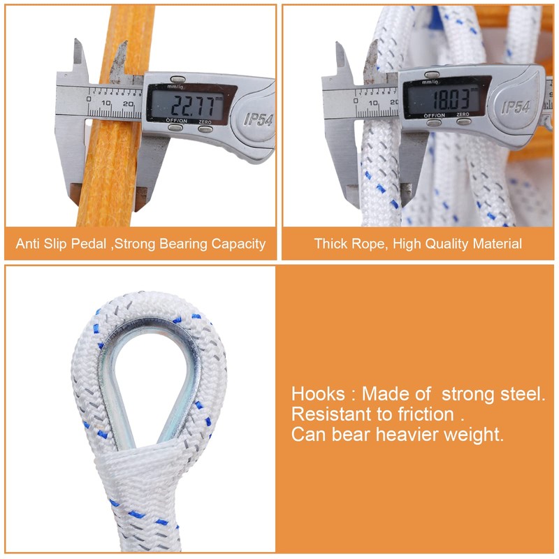 Emergency Fire Escape Rope Ladder with Hooks – 2000 lb