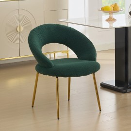 Teddy Fabric Dining Chairs With Curved Backrest and Golden Metal Legs for Kitchen or Dining Room White Chaircolor: 6, size: As show