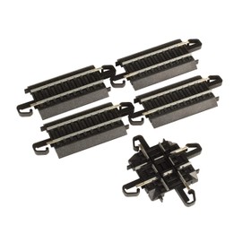 Bachmann Trains - Snap-Fit E-Z TRACK 90 DEGREE CROSSING (1/card) - STEEL ALLOY Rail With Black Roadbed - HO Scale