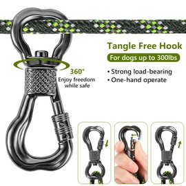 XiaZ Dog Tie Out Cable for Camping, 100ft Portable Overhead Trolley System for Dogs up to 200lbs，Dog Lead for Yard, Camping, Parks, Outdoor Events,5 min Set-up