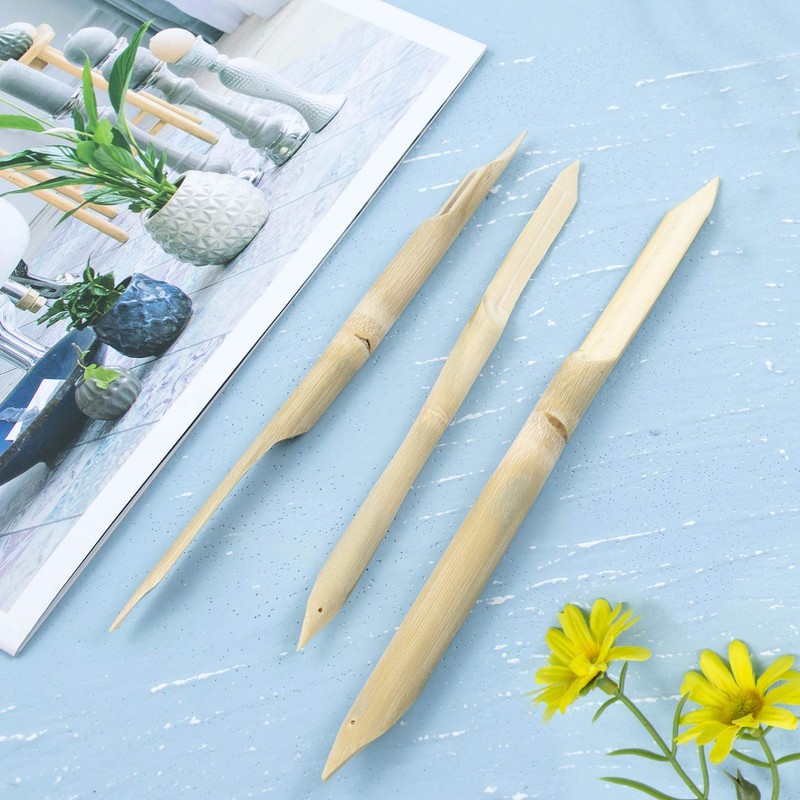 AUEAR, 3 Pack Bamboo Double Head Pointed Stylus Pen Bamboo