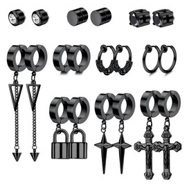 KALVICA Silver Earrings for Women Men Black Clip on Earrings Magnetic Earrings for Men Cubic Zirconia Mens Earrings Hypoallergenic Hoop Earrings