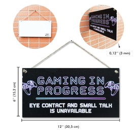 CARISPIBET Gaming in progress | Home decorative sign Bedroom decoration Game room ornament Gaming room wall art 6" x 12"