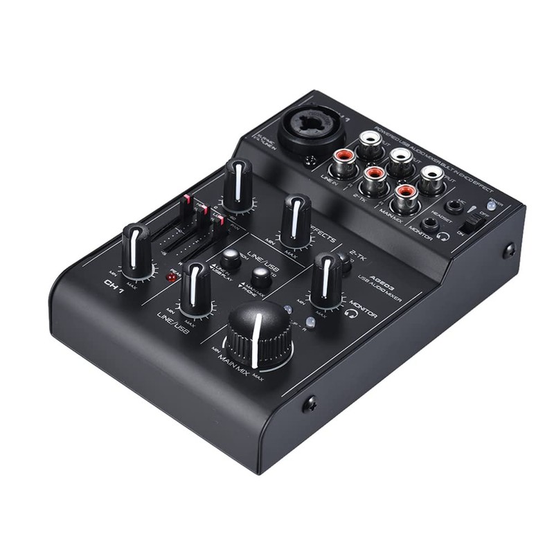 Qudai AGE03 5-Channel Mini Mic-Line Mixing Console Mixer with USB