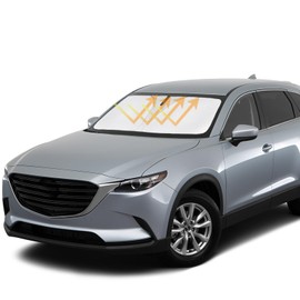 Sun Shade for CX9 Windshield Sunshade Front Window Shield Custom Fit for 2016-2024 2025 Mazda CX-9 CX9 Sport Utility SUV Accessories Sun Visor Protector Foldable Blocks UV Rays Heat