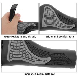 BULLSPANN 1 Pair Bicycle Grips, Non-Slip Ergonomic Bicycle Grips, Sheephorn Bicycle Handlebar Grips for E-Bike, Trekking Bike, MTB, Grey Black