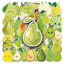 Pear Stickers 50 Pcs Waterproof Cute Funny Fruit Sticker for Water Bottles Skateboard Laptop Scrapbook Notebook Computer Phone Bumper Car,Vinyl Cartoon Sticker for Kids Teens Girls