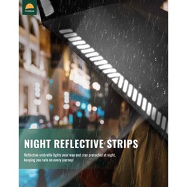 Chakipee Umbrella Travel Compact Inverted Windproof Black Reflective Safety Outdoor Automatic Strong Pocket Folding Umbrellas for Rain for Men and Women 8 Ribs Double Canopy