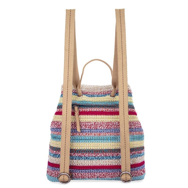 The Sak Sayulita Backpack in Crochet, Adjustable, Removable Straps, Eden