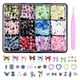 Thoquene 300 pieces 3D nail charms, nail charms, nails, DIY, Plastic, butterfly