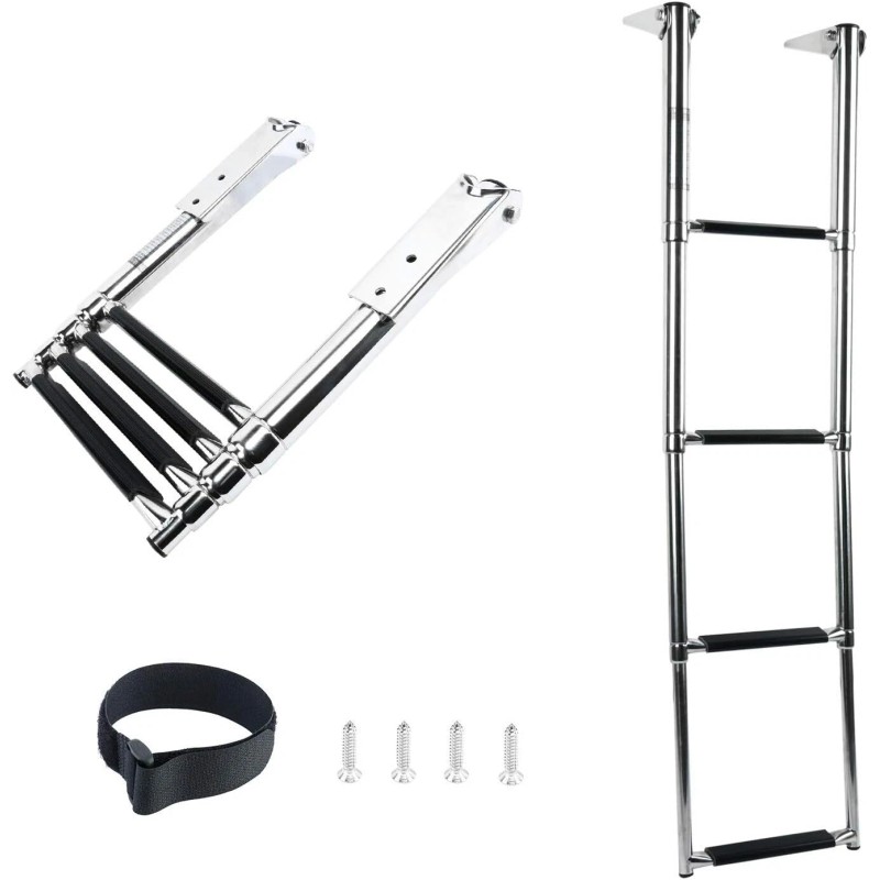 Amarine Made 4 Steps Boat Ladder Pontoon Telescoping Stainless Marine