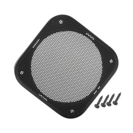 A ABSOPRO Universal 4 Zoll Auto Lautsprecher Gitter Abdeckung Mesh Square 4 Zoll Audio Lautsprecher Subwoofer Guard Protector Case mit Befestigungsschrauben ABS Schwarz - 1 Stück Ersatz