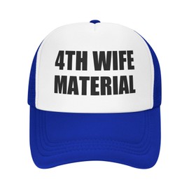 Aiolmlmh 4th Wife Material Funny Baseball Hat Unisex Adult Trucker Hats Adjustable Cap for Adults Classic Fishing Caps Blue