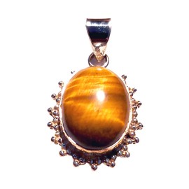 Generisch Women's Gemstone Pendant Tiger's Eye with 925 Sterling Silver, Silver Gemstone