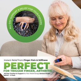 Simply Seniors Trigger Finger Splint - Set of 2 Small Splints & 2 Sleeves - Pain & Arthritis Relief - Brace for Pinky, Middle, Ring, Index Fingers - For Trigger Finger, Mallet & Broken Finger