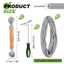 sourcing map Screen Repair Kit, 0.09"x 32.8 ft Window Screen Spline with Roller Tool and Spline Removal Hook for Patio Door Window Mesh Install and Replace, Gray