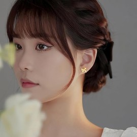 Solid 925 Sterling Silver Bow Stud Earrings for Women Girls Small Ribbon Stud Earrings Bowknot