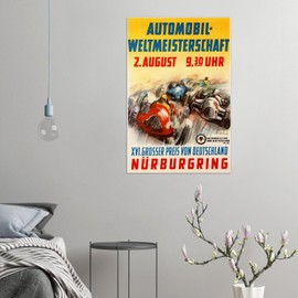 Nurburgring Grand Prix 1950s - Vintage Racing Travel Poster - Auto Posters (12x18Inches)