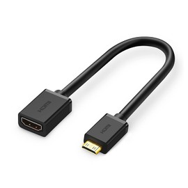Techrum Mini HDMI Adapter Mini HDMI to HDMI Cable 4K @ 60Hz 3D Ethernet ARC Compatible with Raspberry Pi Zero, Canon Camera