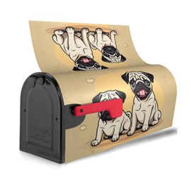 YYHWHJDE letterbox Cover Waterproof Oxford Cloth Accommodates Standard Size or Large Size mailboxes Funny Cartoon Pug Puppy Dog Picture 21x18 in