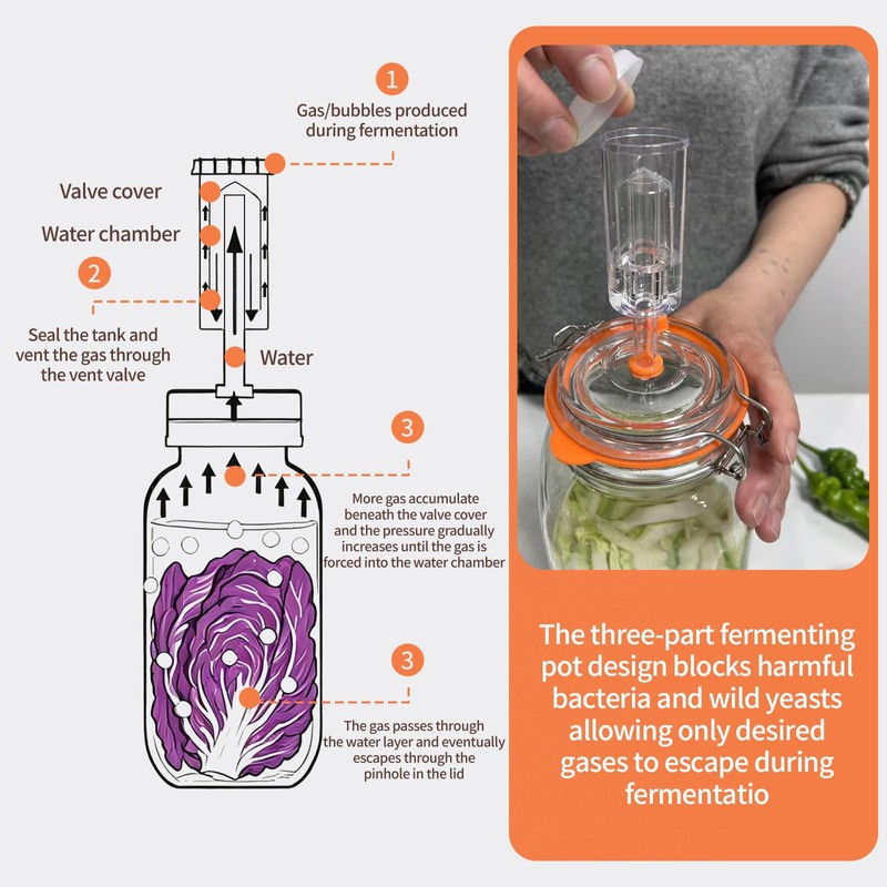 Fermentation Jar,2 Pack 64oz Glass Fermenting Kit with Fermenting Weights