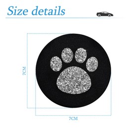 CGEAMDY 2 Pack Car Cup Holder Coasters, 7 CM Bling Glitter Rhinestone Paw Print Cup Coaster, Rubber Non-Slip Insert Auto Drink Mat, Universal Car Interior Accessories for SUV, Truck, RV (Silver)