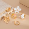 CJIAYUJEW Chunky Gold Flower Rings Pearl Stacking Statement Rings for