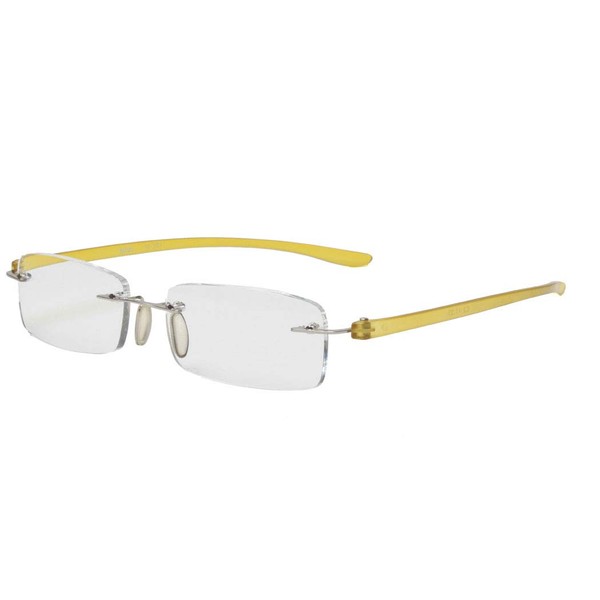 MIDI-ミディ おしゃれなメンズ老眼鏡 リーディンググラス 軽量で快適な掛け心地 フチなし リムレスフレーム イエロー (M-303,C2,+2.50)