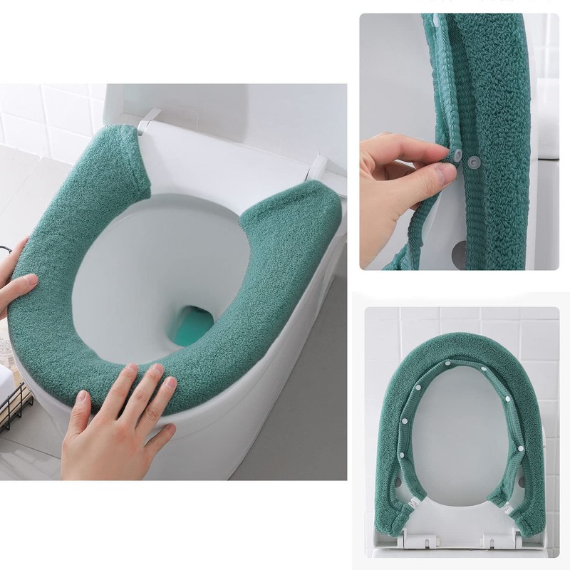 Bathroom Soft Thicker Warmer Stretchable Washable Cloth Toilet Seat Cover