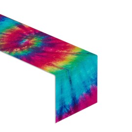 Linen Tie Dye Table Runner Hippie Table Decoration and Supply for Home Kitchen Dinning Room (13" x 72")