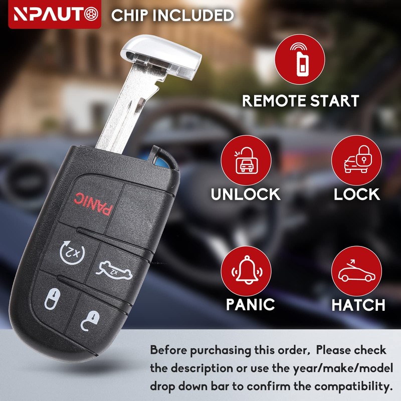 NPAUTO Key Fob Replacement for Jeep Grand Cherokee 2014 2015