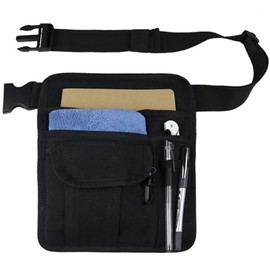 Server Waist Pouch, Restaurant Waitress Accessories Bag with Adjustable Belt, Utility Money Bag Working Serving Apron for Waiter Waitress, Black