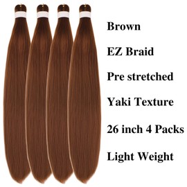 Brown Braiding Hair Pre stretched Curly Deep Wave Boho Hair for Braiding Ez Braid Colored Hair Extensions Synthetic Braids