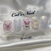 Glitter Teddy Bear Nail Handmade Nail Tips - Coffin /