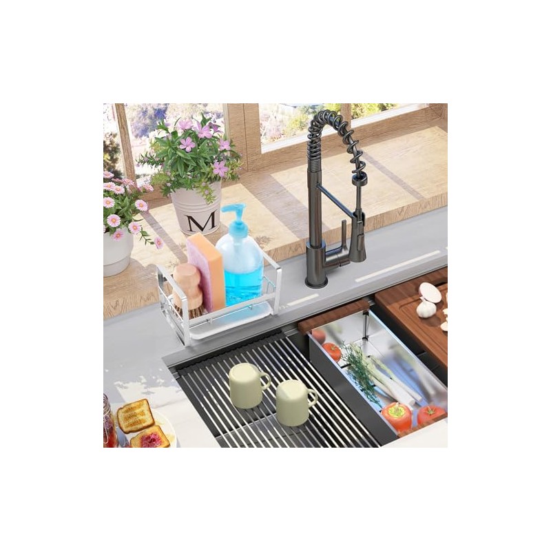YOMYM Soporte para Esponja, Porta Esponja Fregadero Acero Inoxidable SUS304