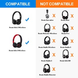 for Beats Solo 2.0/3.0 Replacement Earpads, Protein Leather/Memory Foam Ear Cushion Pads Cover Ear Cups for Beats Solo 2.0/3.0 Wireless On Ear Headphones ONLY New York, USA (Black)